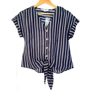 NWT E&M Striped Tie Front Button Down Shirt